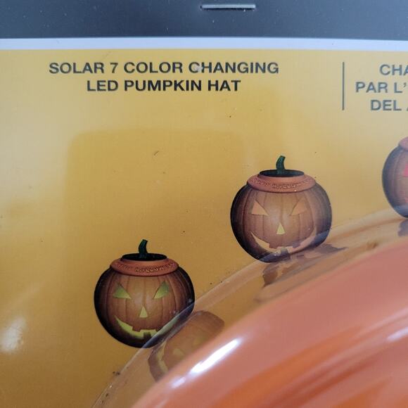 NWT Halloween Solar 7 Color Changing LED Pumpkin Jack-o-lantern Hat - Picture 9 of 10